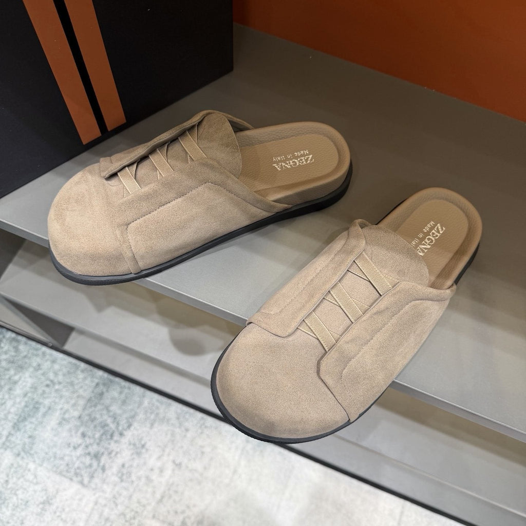 Zegna Men's Layered Vamp Slide Sandals